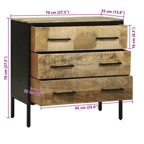 vidaXL Μπουφές 70x35x70 εκ Συμπαγές Ρουστίκ Ξύλο Μάνγκο
