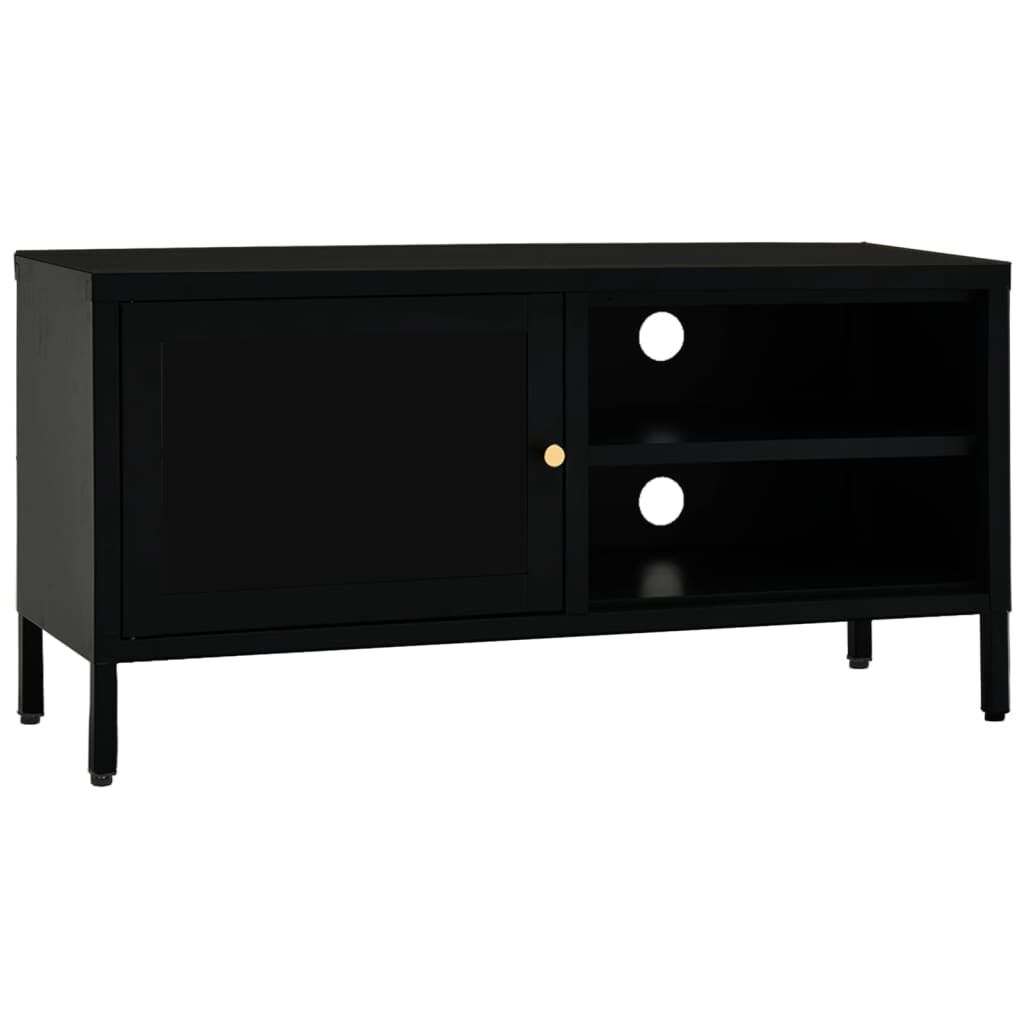 vidaXL Έπιπλο Τηλεόρασης Μαύρο 90 x 30 x 44 εκ. από Ατσάλι και Γυαλί