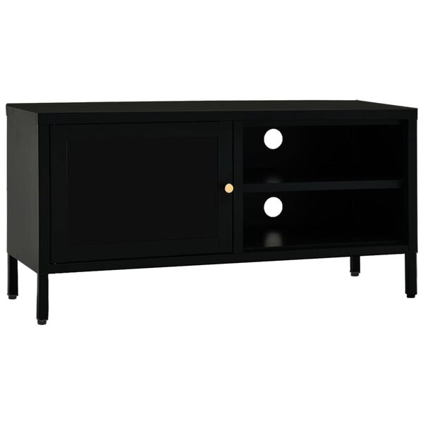vidaXL Έπιπλο Τηλεόρασης Μαύρο 90 x 30 x 44 εκ. από Ατσάλι και Γυαλί