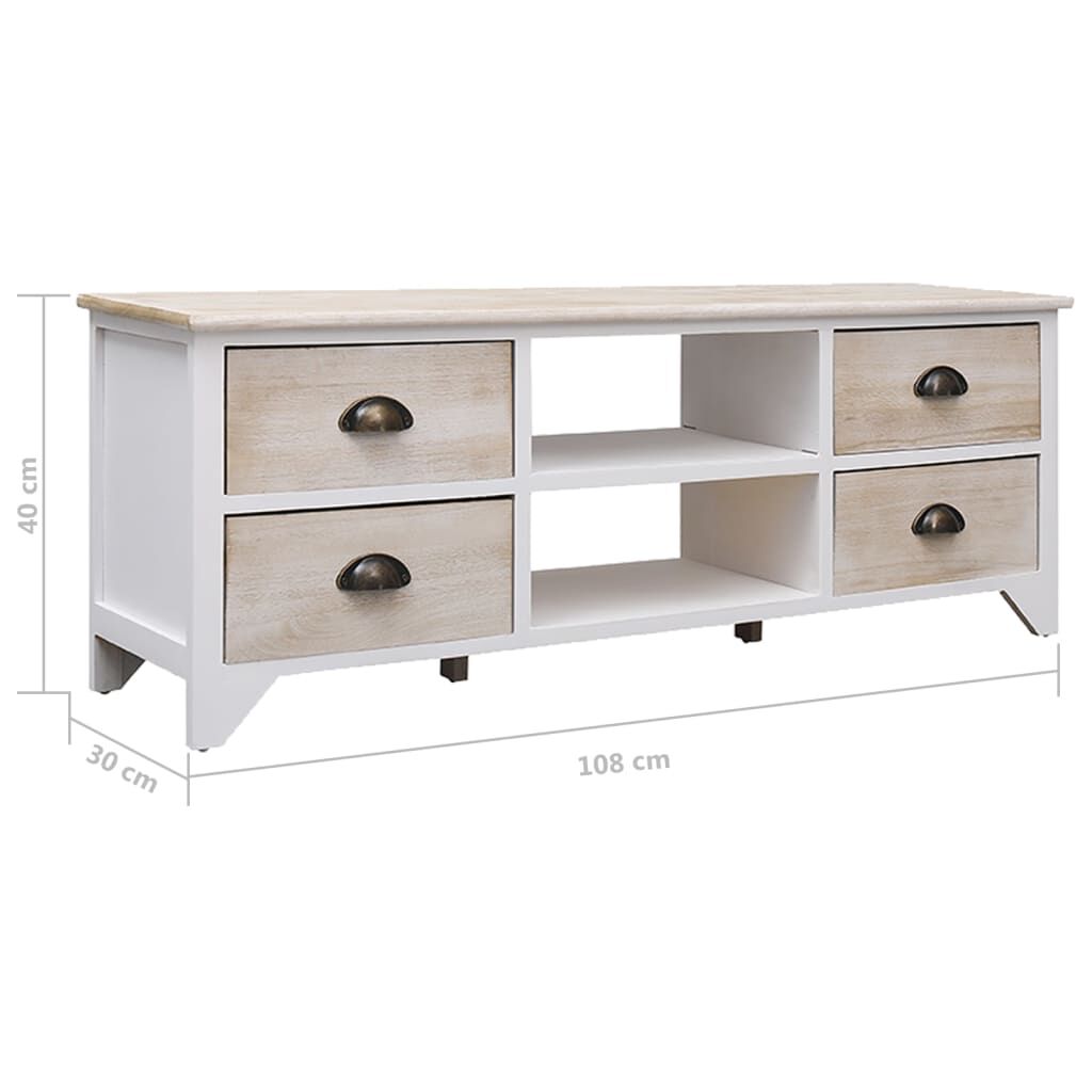 vidaXL Έπιπλο Τηλεόρασης 108 x 30 x 40 εκ. από Μασίφ Ξύλο Παυλώνιας