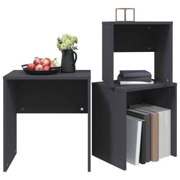 vidaXL Τραπεζάκια Ζιγκόν 3 τεμ. Γκρι από Μοριοσανίδα