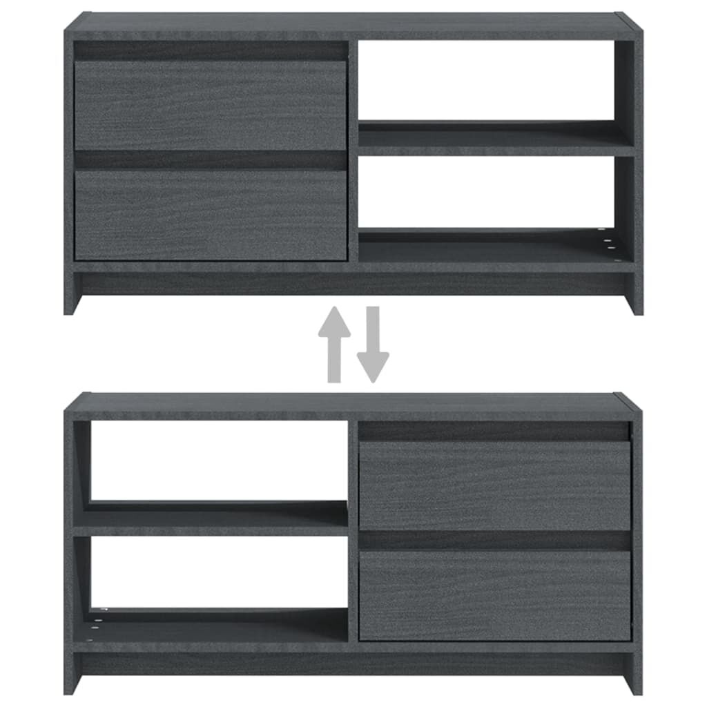 vidaXL Έπιπλο Τηλεόρασης Γκρι 80 x 31 x 39 εκ. από Μασίφ Ξύλο Πεύκου
