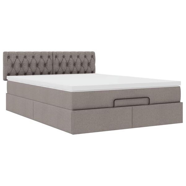 vidaXL Οθωμανικό κρεβάτι με στρώμα Taupe 140x200cm ύφασμα