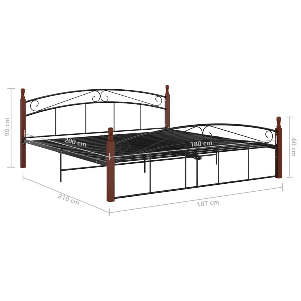 vidaXL Πλαίσιο Κρεβατιού 180 x 200 εκ. Μέταλλο/Μασίφ Ξύλο Δρυός