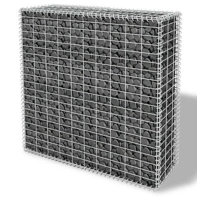 vidaXL Συρματοκιβώτιο Τοίχος 100x30x100 εκ Γυάλινες Πέτρες/Φωτιστ. LED