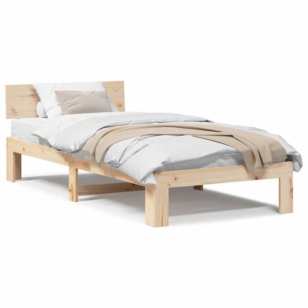 vidaXL Σκελετός Κρεβατιού Καφέ 90 x 190 cm Μασίφ ξύλο πεύκου