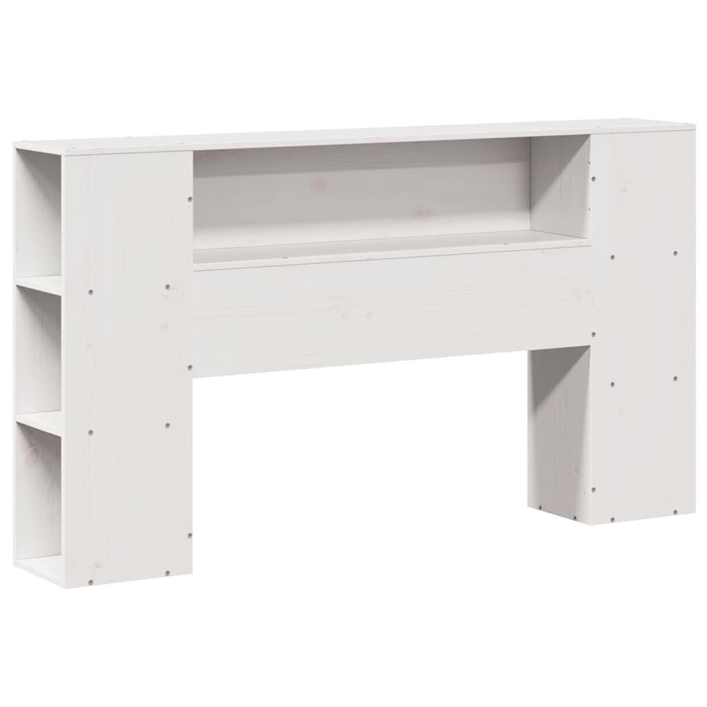 vidaXL Κρεβάτι Βιβλιοθήκη Χωρίς Στρώμα Λευκό 135x190 εκ Μασίφ Πεύκο
