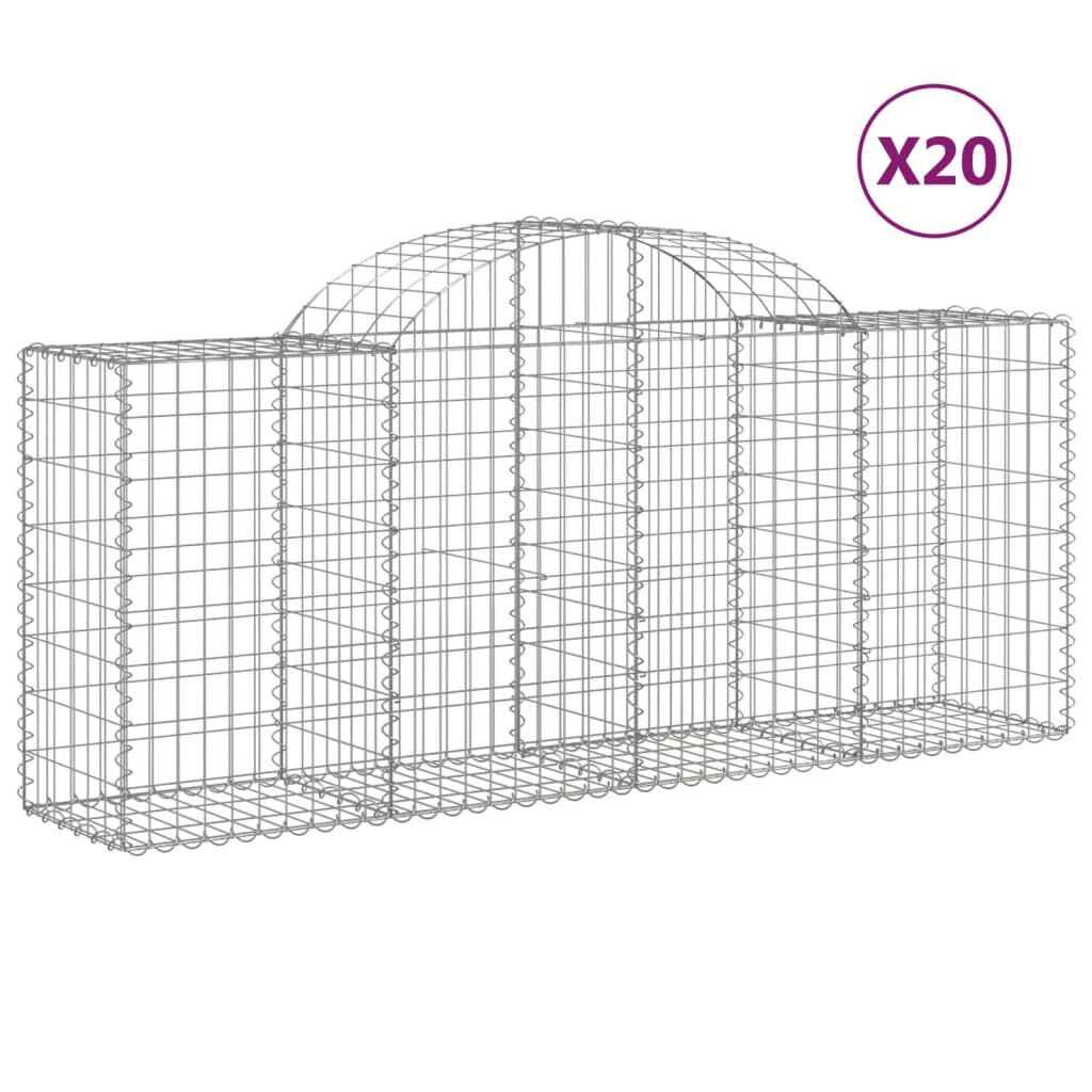 vidaXL Συρματοκιβώτια Τοξωτά 20 τεμ. 200x50x80/100 εκ. Γαλβαν. Ατσάλι