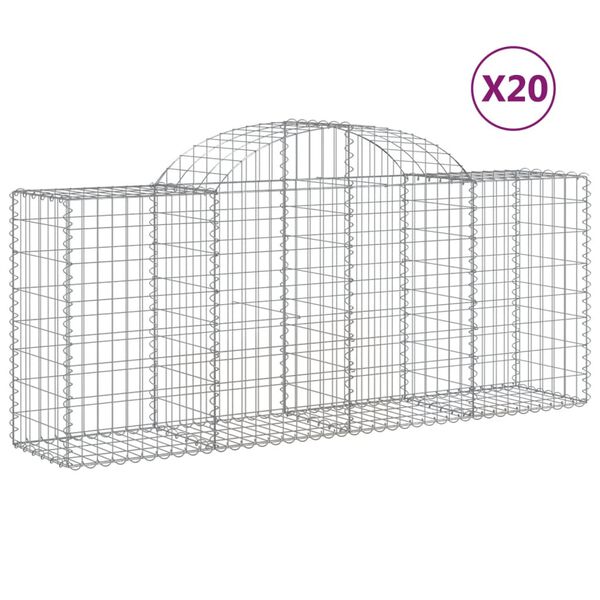 vidaXL Συρματοκιβώτια Τοξωτά 20 τεμ. 200x50x80/100 εκ. Γαλβαν. Ατσάλι