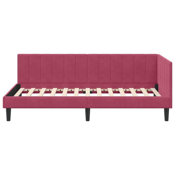 vidaXL Κρεβάτι Γωνίας με κεφαλάρι Μπορντό 100 x 200 cm Βελούδο