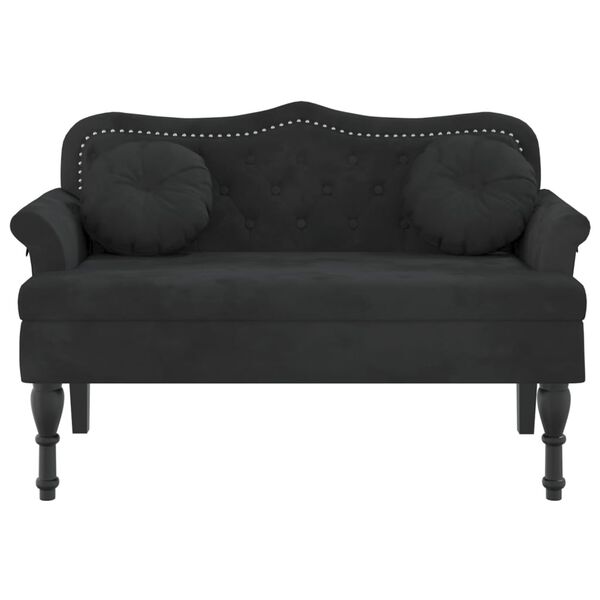 vidaXL Παγκάκι Μαύρο 120,5 x 65 x 75 εκ. Βελούδινο με Μαξιλάρια