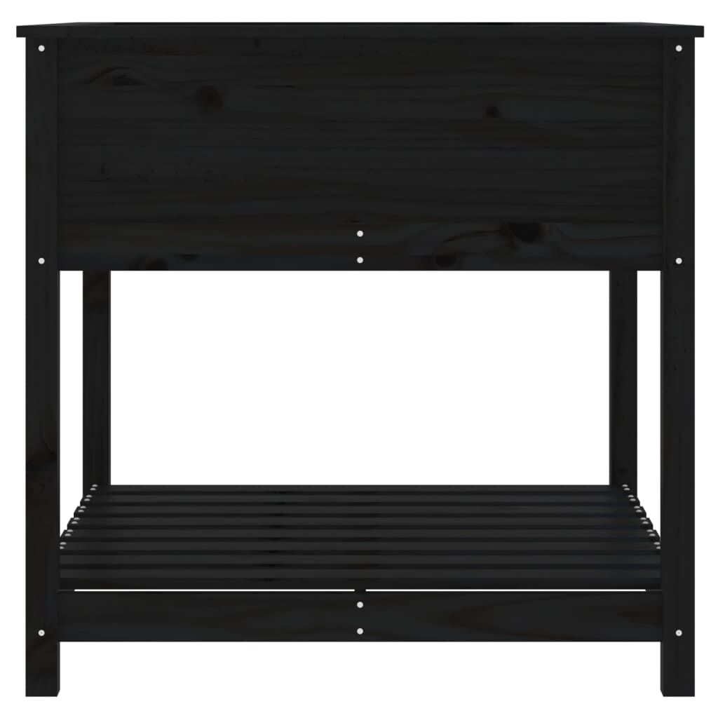 vidaXL Ζαρντινιέρα με Ράφι Μαύρη 82,5x82,5x81 εκ. Μασίφ Ξύλο Πεύκου
