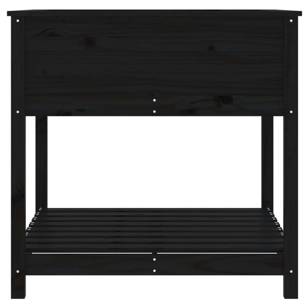 vidaXL Ζαρντινιέρα με Ράφι Μαύρη 82,5x82,5x81 εκ. Μασίφ Ξύλο Πεύκου