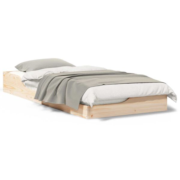 vidaXL Κρεβάτι δαπέδου Καφέ 80 x 200 cm Συμπαγές ξύλο πεύκου