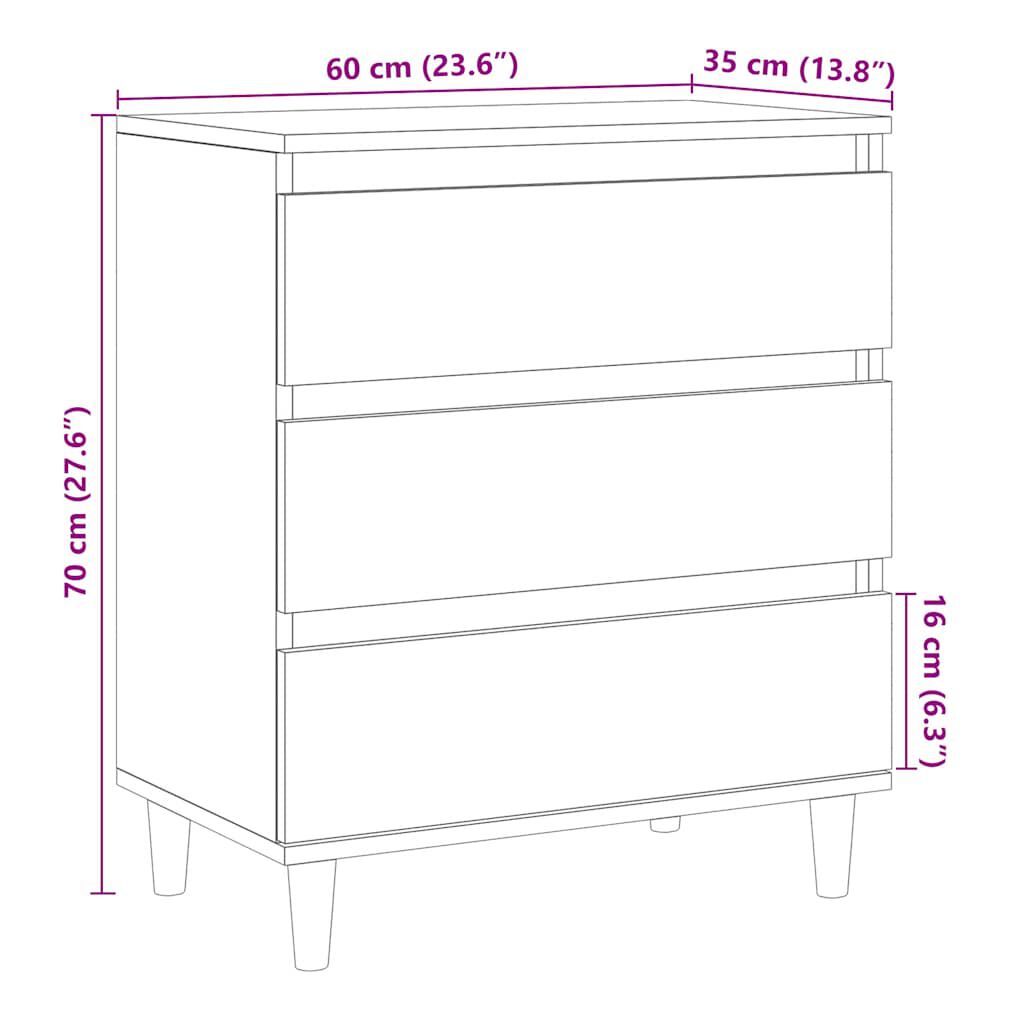 vidaXL Μπουφές Τεχνίτης Δρυς 60x35x70 εκ. από Επεξεργασμένο Ξύλο