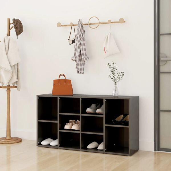 vidaXL Παπουτσοθήκη Γυαλιστερό Γκρι 103x30x55 εκ. από Μοριοσανίδα