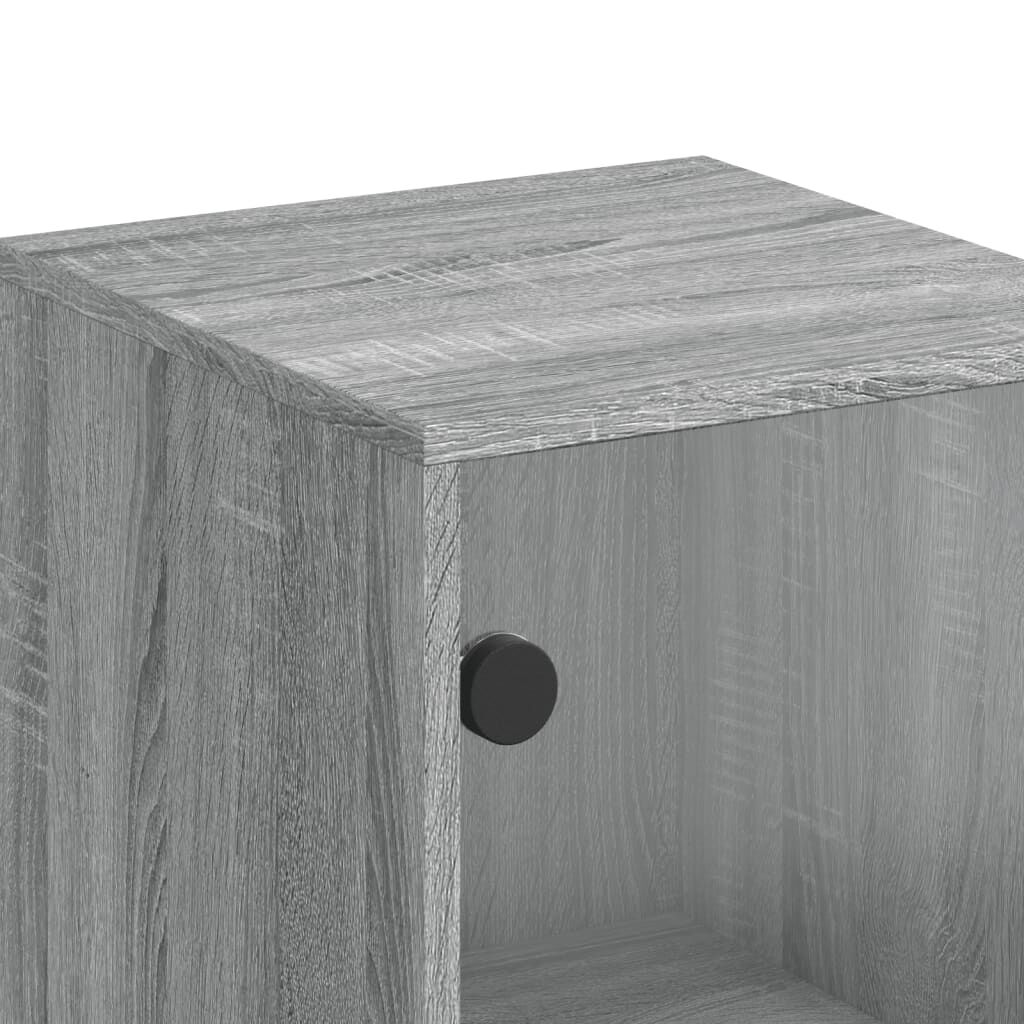 vidaXL Βοηθητικό Ντουλάπι Sonoma Γκρι 35x37x100 εκ. με Γυάλινες Πόρτες