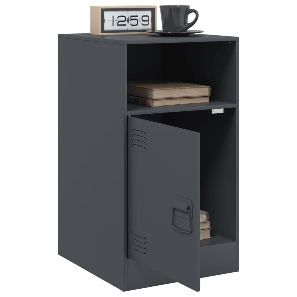 vidaXL Κομοδίνα 2 τεμ. Ανθρακί 34,5x39x62 εκ. από Χάλυβα