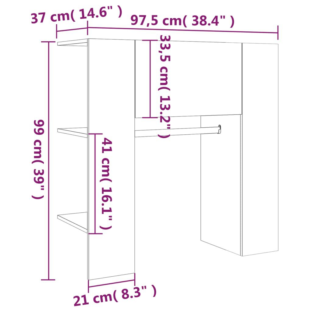 vidaXL Ντουλάπι Διαδρόμου Γκρι Sonoma 97,5 x 37 x 99 εκ. Επεξεργ. Ξύλο