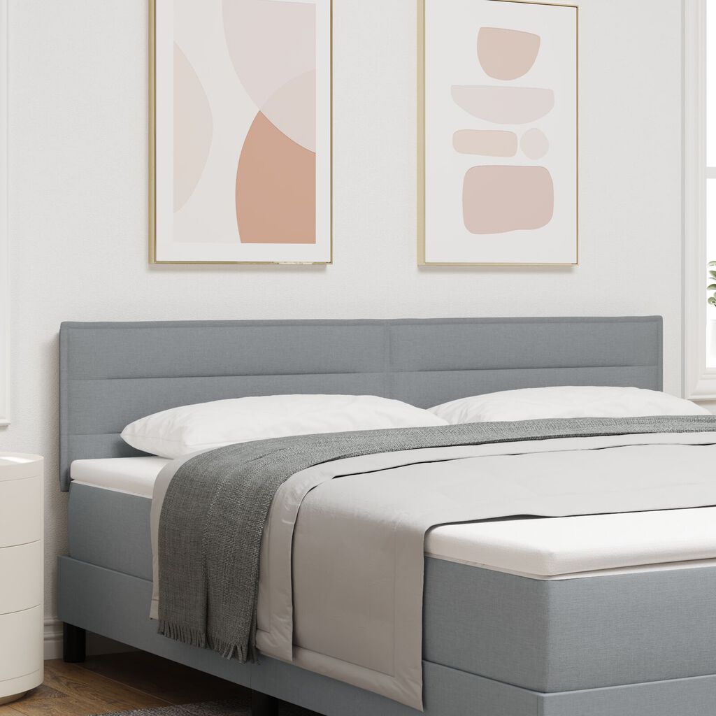 vidaXL LED Κεφαλάρι Σχεδίαση Γραμμών Ανοιχτό Γκρι 90 εκ Ύφασμα