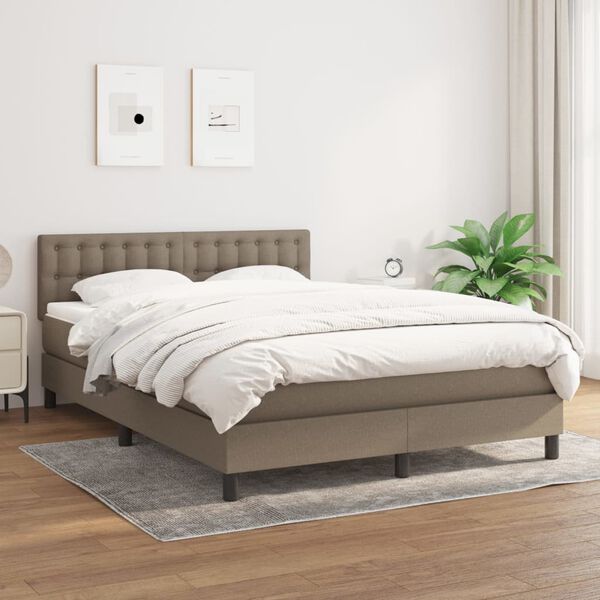 vidaXL &Kappa;&rho;&epsilon;&beta;ά&tau;&iota; Boxspring &mu;&epsilon; &Sigma;&tau;&rho;ώ&mu;&alpha; Taupe 140x200 &epsilon;&kappa;. &Upsilon;&phi;&alpha;&sigma;&mu;ά&tau;&iota;&nu;&omicron;