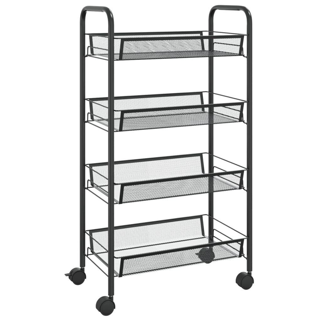 vidaXL Τρόλεϊ Κουζίνας 4 Επιπέδων Μαύρο 46 x 26 x 85 εκ. Σιδερένιο