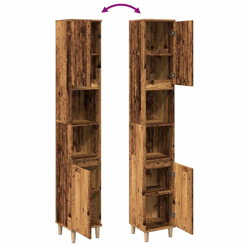 vidaXL Ντουλάπι μπάνιου Παλιό ξύλο 30x30x190 cm Κατασκευασμένο ξύλο