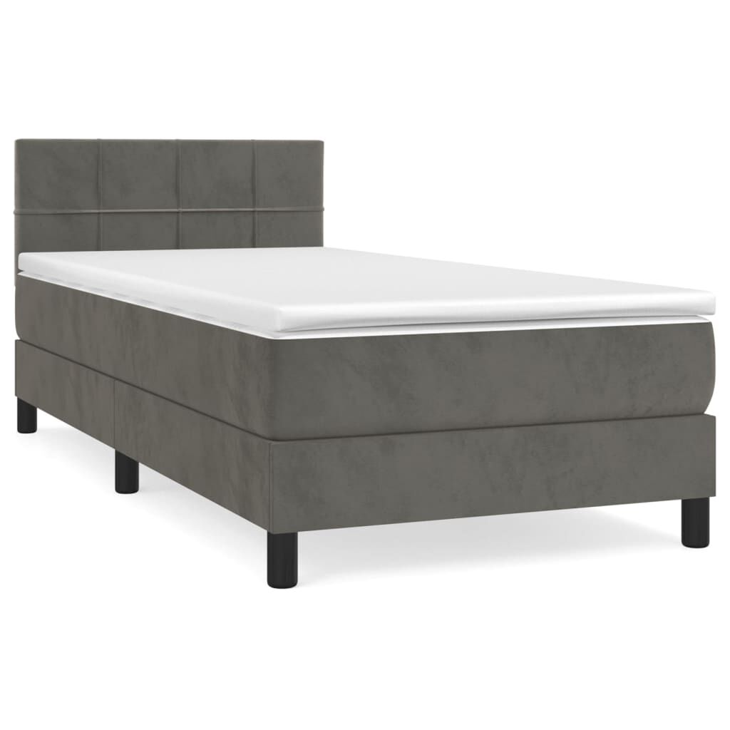 vidaXL Κρεβάτι Boxspring με Στρώμα Σκούρο Γκρι 80x200 εκ. Βελούδινο