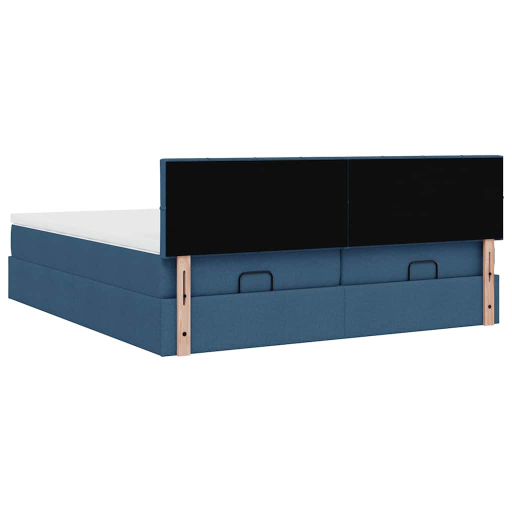 vidaXL Οθωμανικό κρεβάτι με στρώματα μπλε 200x200cm ύφασμα