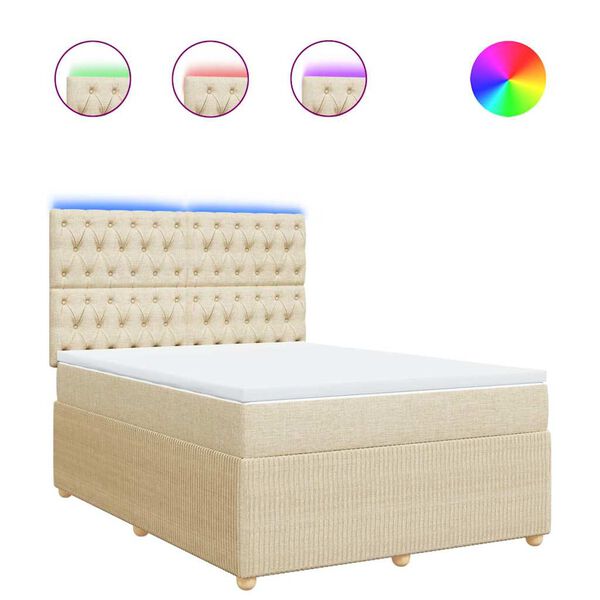 vidaXL &Kappa;&rho;&epsilon;&beta;ά&tau;&iota; Boxspring &mu;&epsilon; &Sigma;&tau;&rho;ώ&mu;&alpha; &Kappa;&rho;&epsilon;&mu; 140x200 &epsilon;&kappa;. &Upsilon;&phi;&alpha;&sigma;&mu;ά&tau;&iota;&nu;&omicron;
