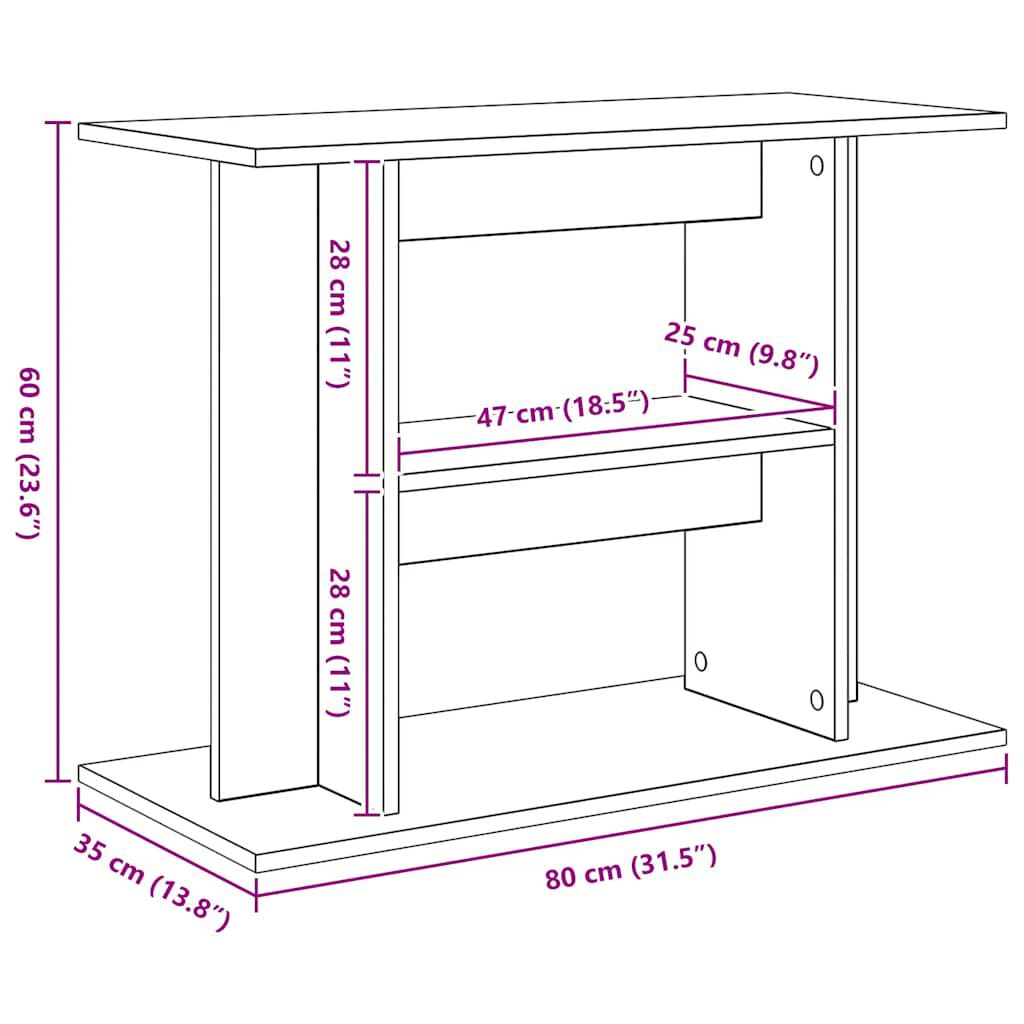 vidaXL Βάση Ενυδρείου Μαύρη Δρυς 80x35x60 εκ. από Επεξεργασμένο Ξύλο