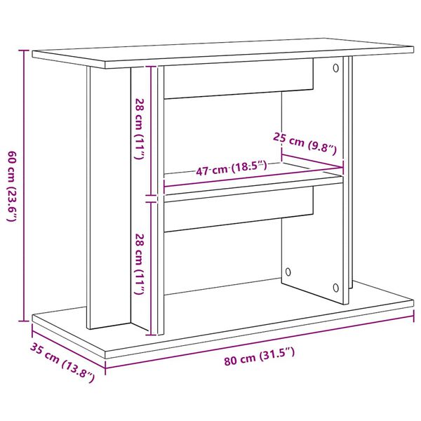 vidaXL Βάση Ενυδρείου Μαύρη Δρυς 80x35x60 εκ. από Επεξεργασμένο Ξύλο