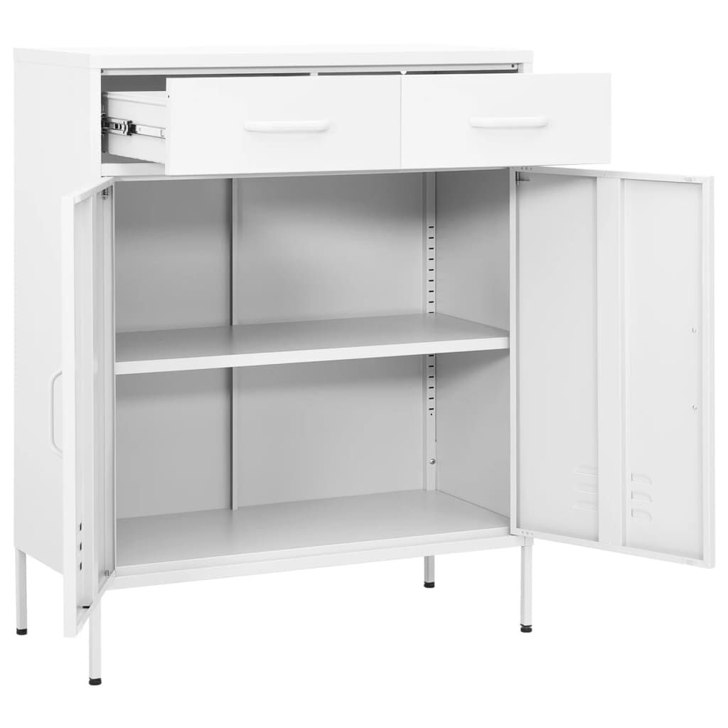 vidaXL Ντουλάπι Αποθήκευσης Λευκό 80 x 35 x 101,5 εκ. από Ατσάλι