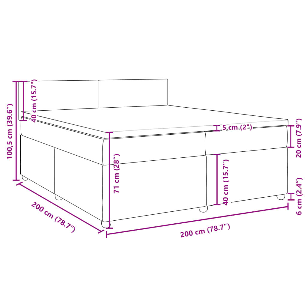 vidaXL Κρεβάτι Boxspring με Στρώμα Ανοιχτό Γκρι 200x200 εκ. Υφασμάτινο