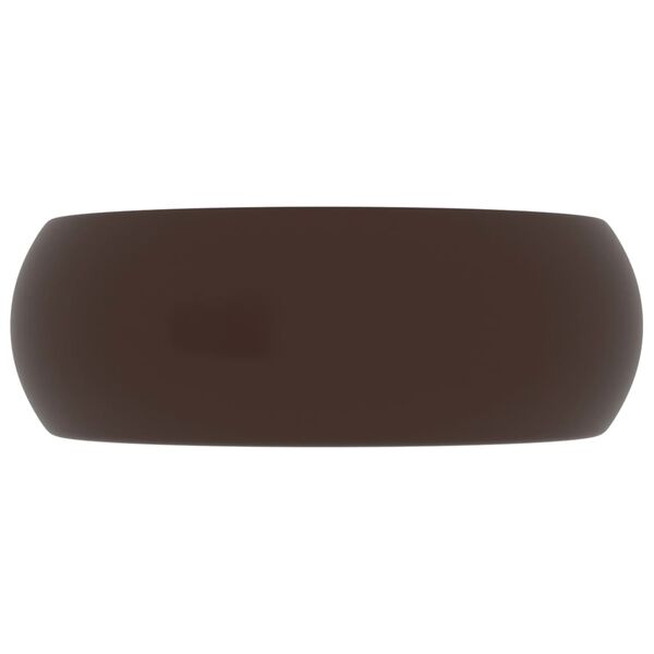 vidaXL Νιπτήρας Πολυτελής Στρογγυλός Σκ. Καφέ Ματ 40x15 εκ. Κεραμικός