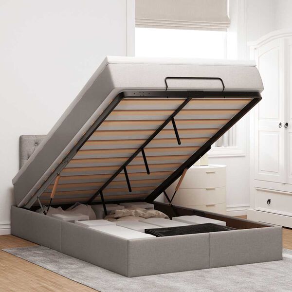 vidaXL Οθωμανικό κρεβάτι με στρώμα Taupe 120x200cm ύφασμα