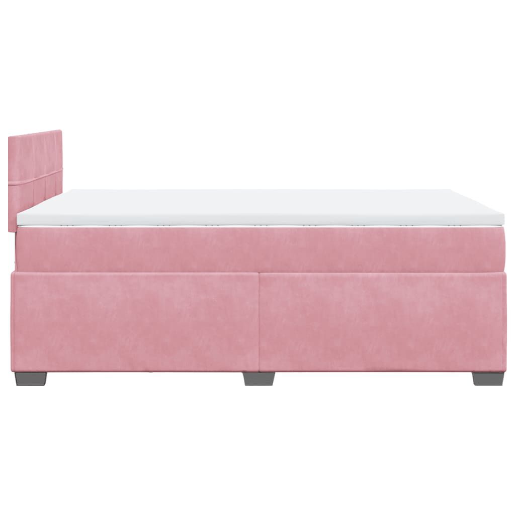 vidaXL Κρεβάτι Boxspring με Στρώμα Ροζ 120x200 εκ. Βελούδινο