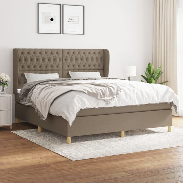 vidaXL &Kappa;&rho;&epsilon;&beta;ά&tau;&iota; Boxspring &mu;&epsilon; &Sigma;&tau;&rho;ώ&mu;&alpha; Taupe 180x200 &epsilon;&kappa;. &Upsilon;&phi;&alpha;&sigma;&mu;ά&tau;&iota;&nu;&omicron;