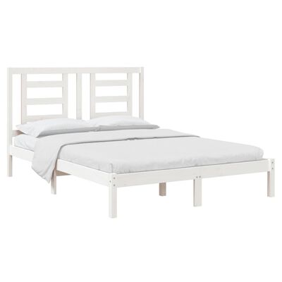 vidaXL Σκελετός Κρεβ. Χωρίς Στρώμα Λευκό 135x190 εκ Μασίφ Πεύκο