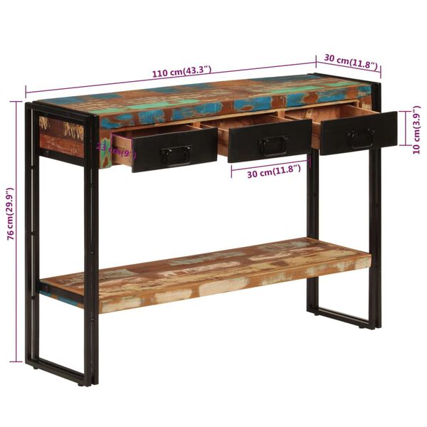 vidaXL Τραπέζι Κονσόλα 110 x 30 x 76 εκ. από Μασίφ Ανακυκλωμένο Ξύλο