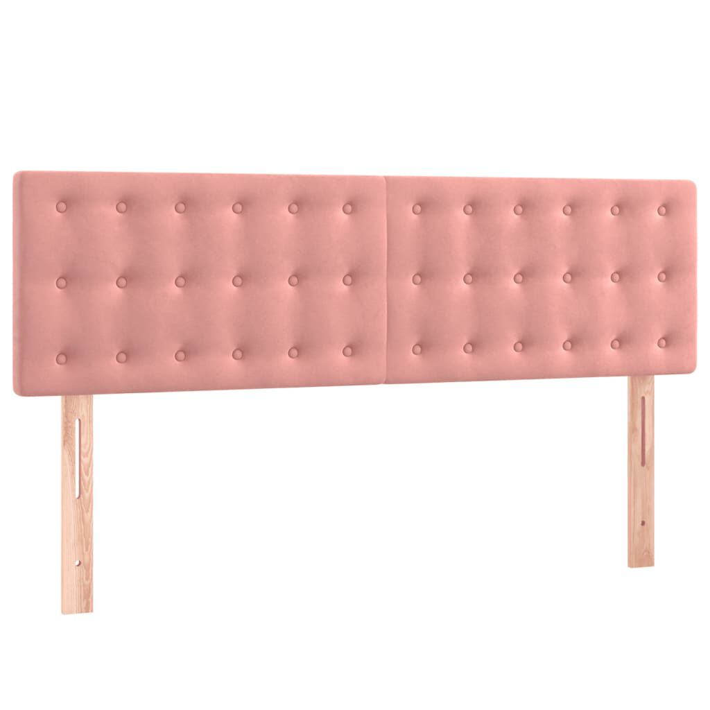 vidaXL Κρεβάτι Boxspring με Στρώμα Ροζ 140x190 εκ. Βελούδινο