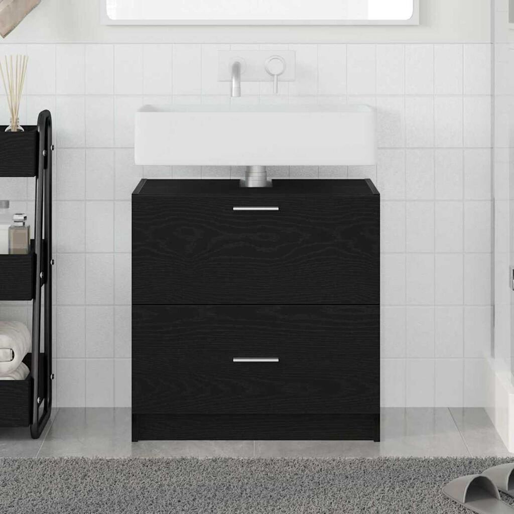 vidaXL Ντουλάπι Νεροχύτη Μαύρη Οξυά 59 x 37 x 59 cm Επεξεργασμένο ξύλο