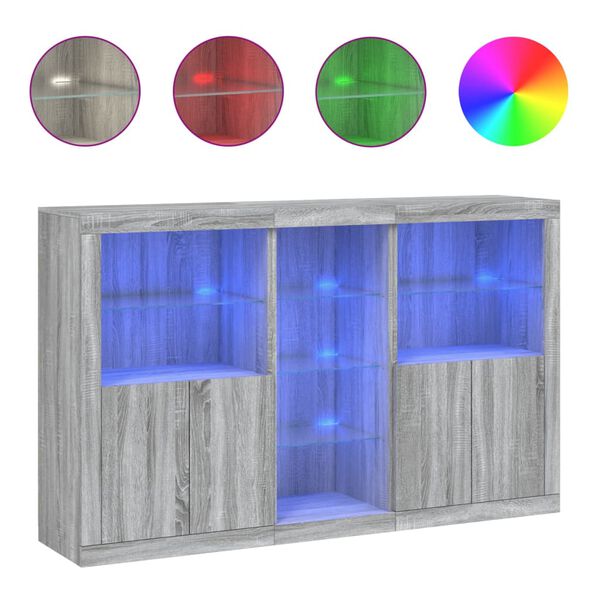 vidaXL &Mu;&pi;&omicron;&upsilon;&phi;έ&sigmaf; &mu;&epsilon; &Phi;ώ&tau;&alpha; LED &Gamma;&kappa;&rho;&iota; Sonoma 162 x 37 x 100 &epsilon;&kappa;.