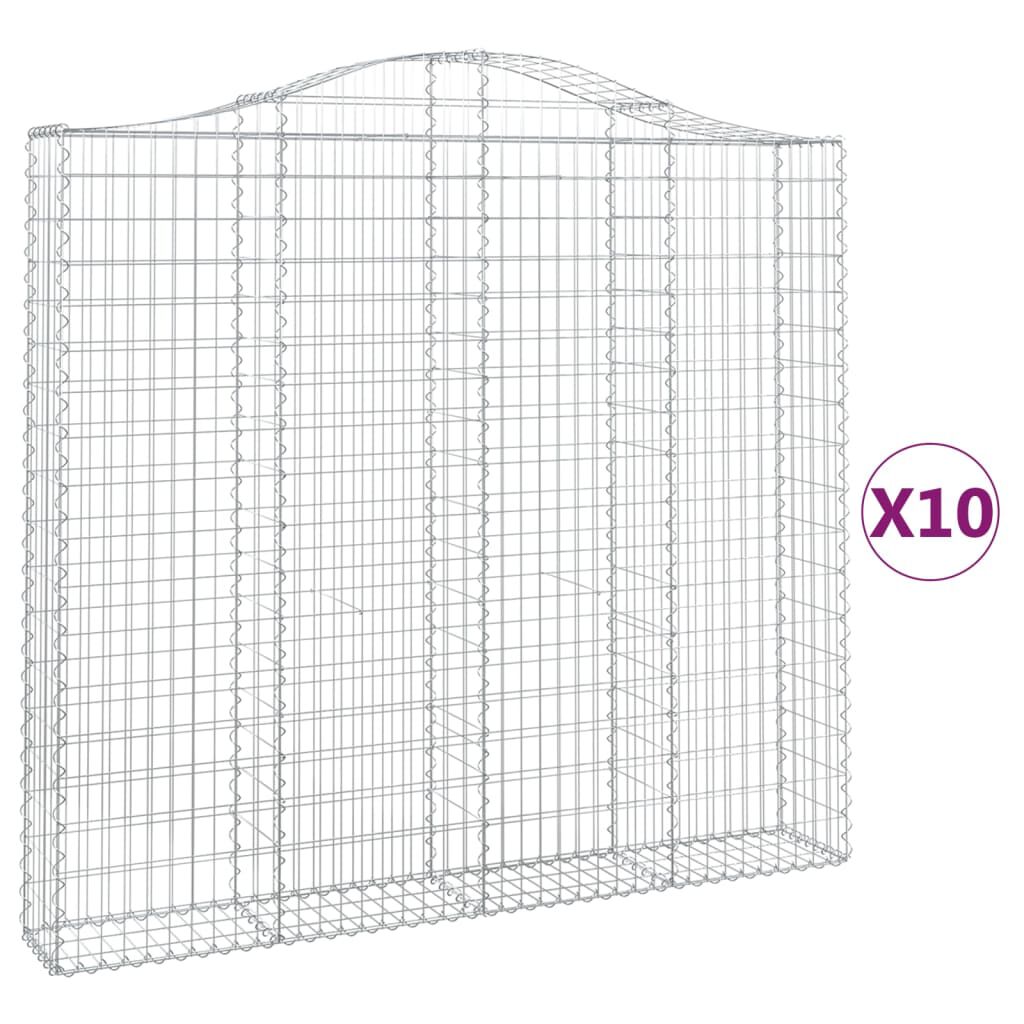vidaXL Συρματοκιβώτια Τοξωτά 10 τεμ. 200x30x180/200 εκ. Γαλβαν. Ατσάλι
