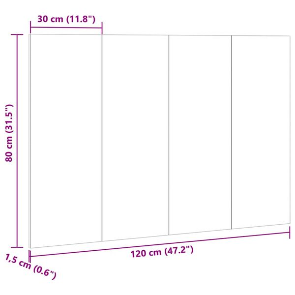 vidaXL Κεφαλάρι κρεβατιού Δρυς τεχνίτης 120x1,5x80 cm