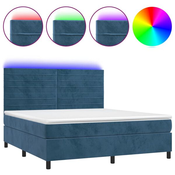 vidaXL &Kappa;&rho;&epsilon;&beta;ά&tau;&iota; Boxspring &mu;&epsilon; &Sigma;&tau;&rho;ώ&mu;&alpha; & LED &Sigma;&kappa;. &Mu;&pi;&lambda;&epsilon; 160x200&epsilon;&kappa;. &Beta;&epsilon;&lambda;&omicron;ύ&delta;&iota;&nu;&omicron;