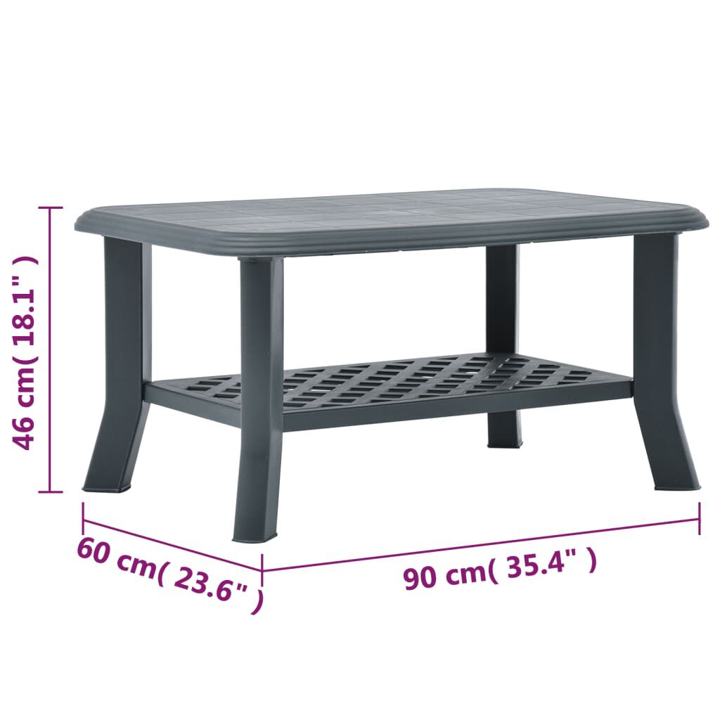 vidaXL Τραπεζάκι Σαλονιού Πράσινο 90 x 60 x 46 εκ. Πλαστικό
