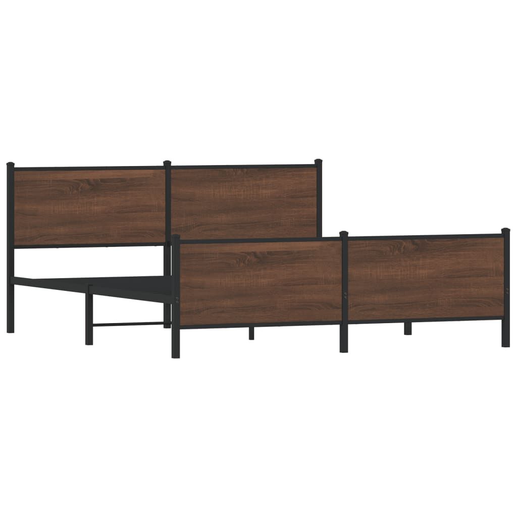 vidaXL Σκελετός Κρεβ. Χωρίς Στρώμα Καφέ Δρυς 193x203 εκ. Μεταλλικό