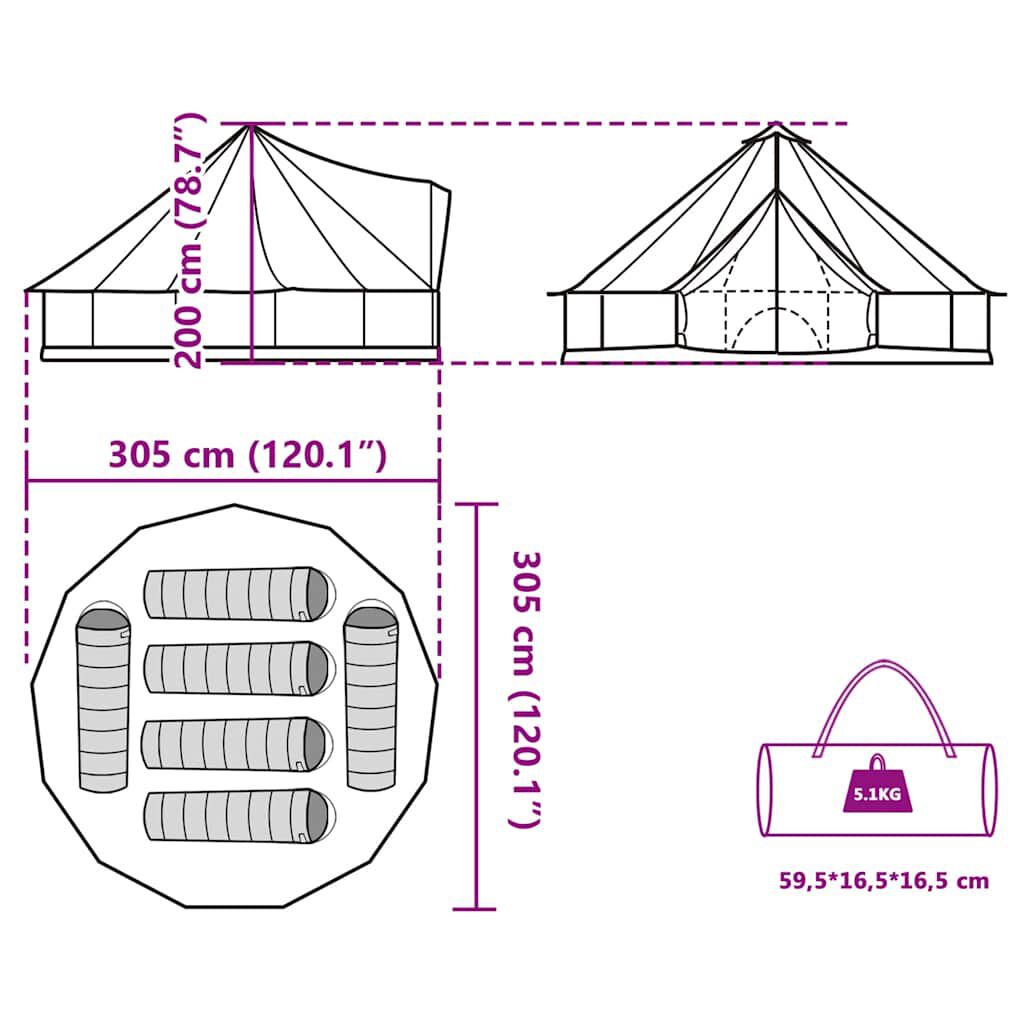 vidaXL Σκηνή Οικογενειακή Tipi 6 Ατόμων Αδιάβροχη Γκρι/Πορτοκαλί
