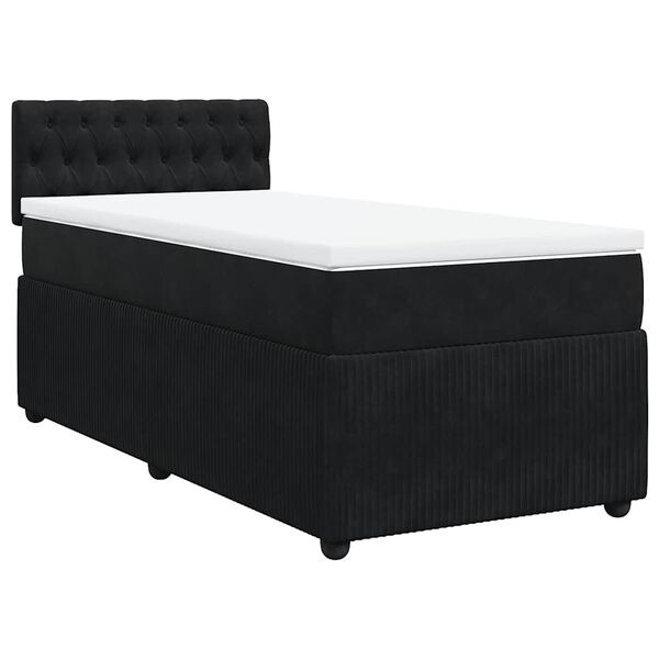 vidaXL Κρεβάτι Boxspring με Στρώμα Μαύρο 100x200 εκ. Βελούδινο